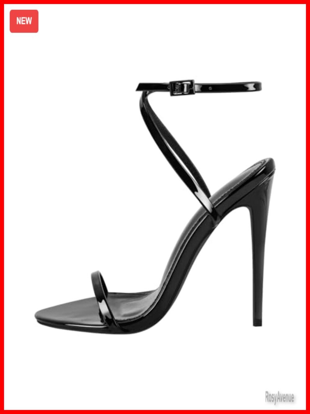 Strappy High Stiletto Heels Faux Leather Ankle Strap Buckle Open Toe Sandals